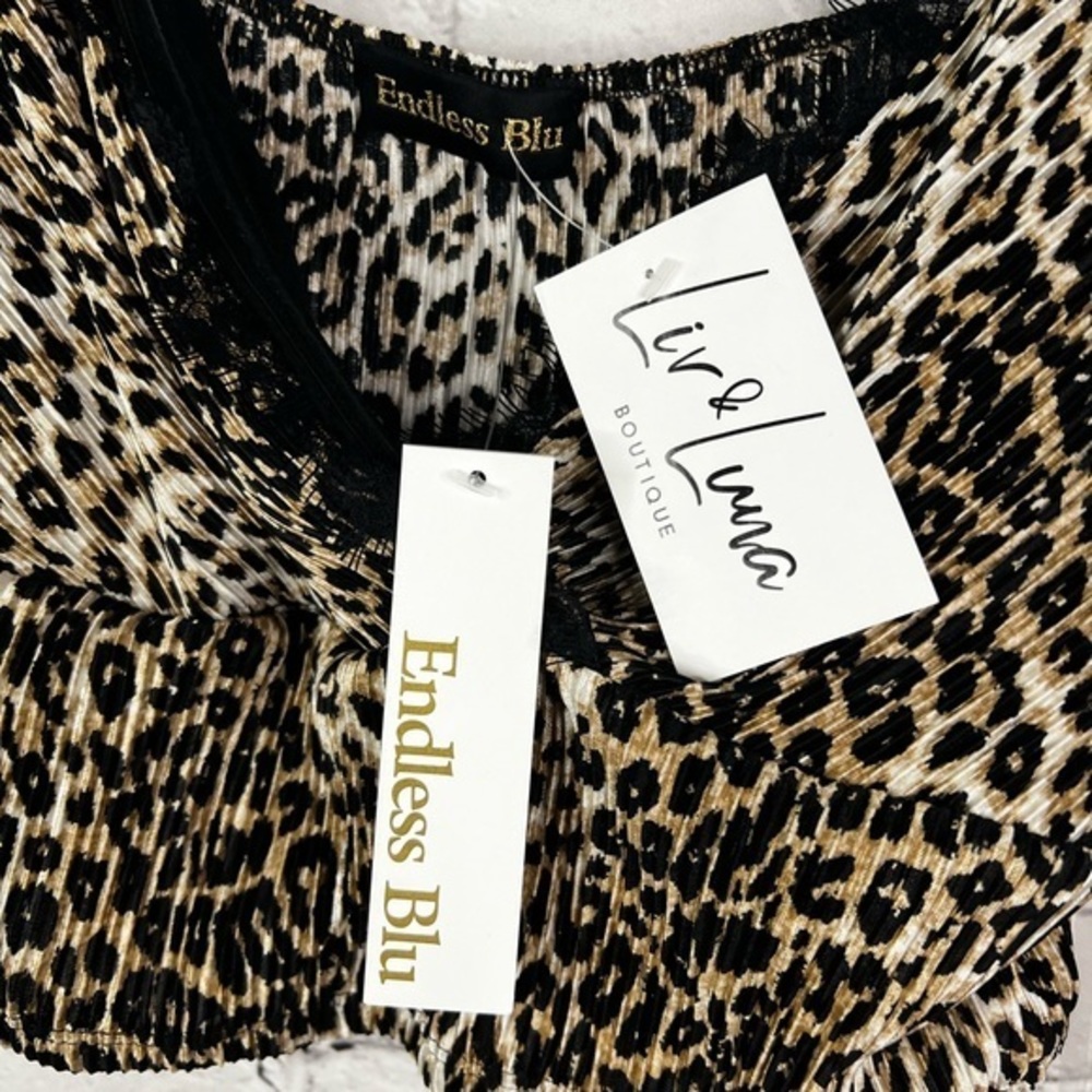 Endless Blu Holding On Lace Leopard crop top size large new with tags - Picture 9 of 9